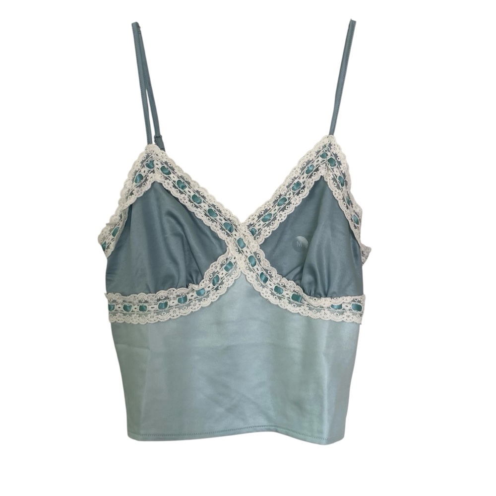 PacSun L.A. Hearts Women’s Medium Blue Silk Lace Cropped Sleeveless Top